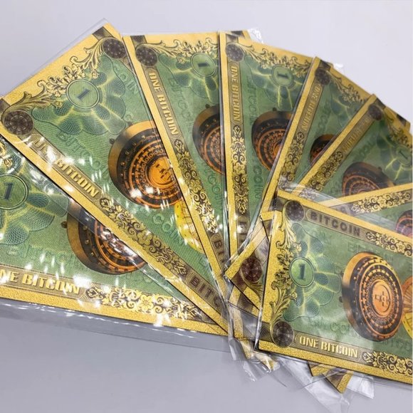 ONE Bitcoin Gold Banknote BTC Cards Souvenir Collection - Picture 2 of 5